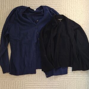 Sweater Bundle-Old Navy Navy Blue Cardigan And Emmanuel Black Open Sweater